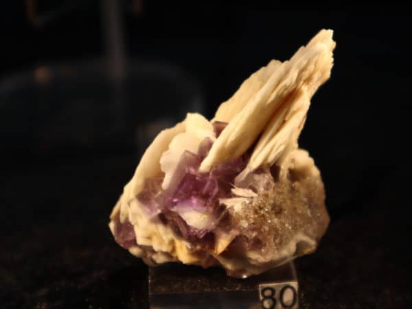 Fluorite Barytine origine Berbes rbés .Fluorine violette avec barytine , mine Ribasella, secteur de Berbés, Asturies Espagne. 4.5 cm x 4.5 cm