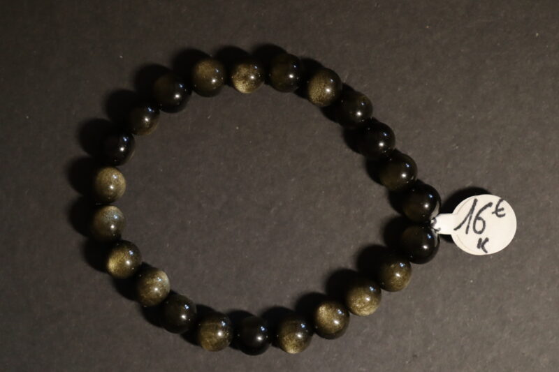 Bracelet Obsidienne dorée