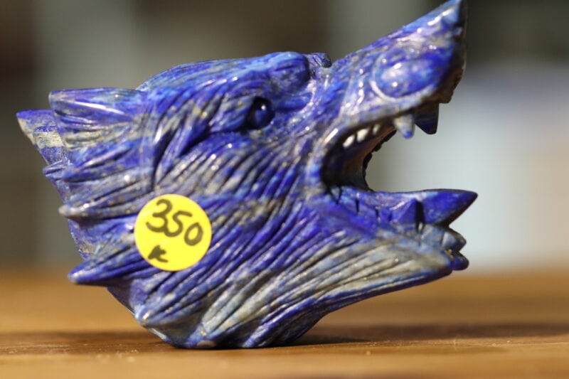 Lapis lazuli sculpture tête de loup