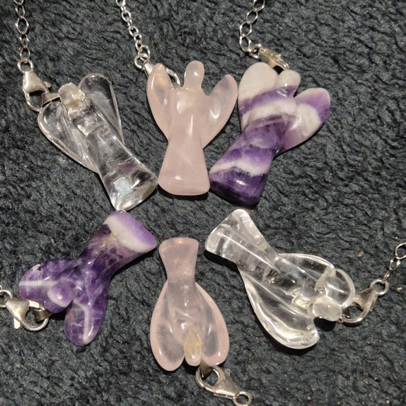 Pendule ange quartz rose