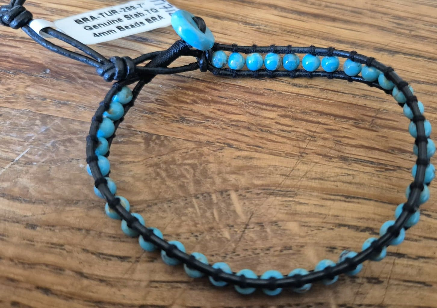 Bracelet Turquoise 4mm cuir