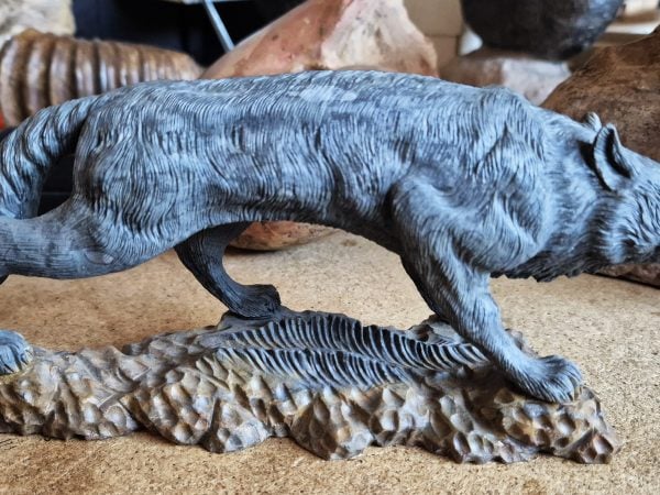 Loup Sculpté Jaspe Gris
