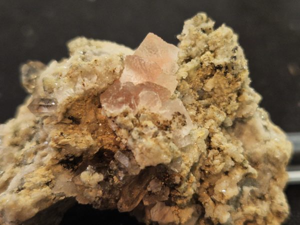 Fluorite octaèdre rose sur gangue